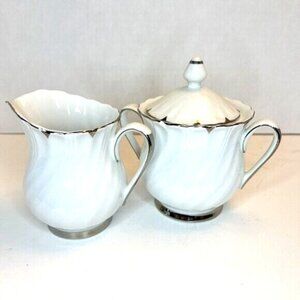HARMONY HOUSE Japan Vintage Cream & Sugar Set Fine China 3512 Heirloom White